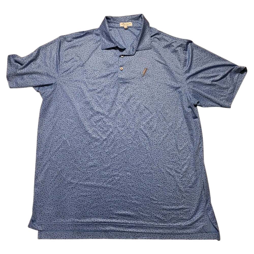Peter Millar Shirt Men Blue Summer Comfort Golf Southwestern Print Preppy XL